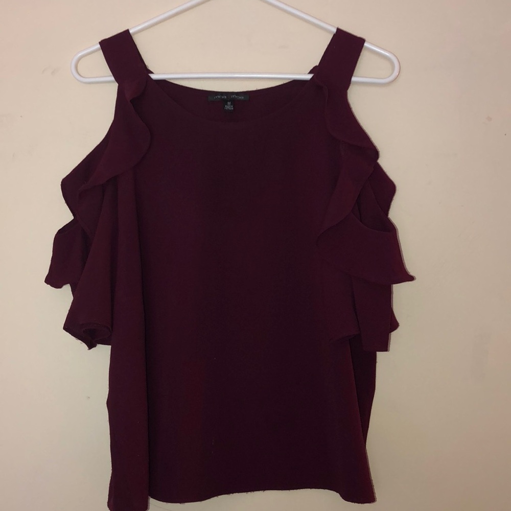 Plum Cold Shoulder 3/4 Sleeve Shirt